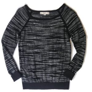 Loft Burnout Black White Stripe Thin Sweater S
